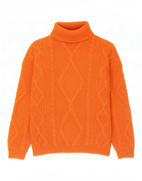 Vintage Dame Roll Neck Jumper Sweater UK 16 Large Orange