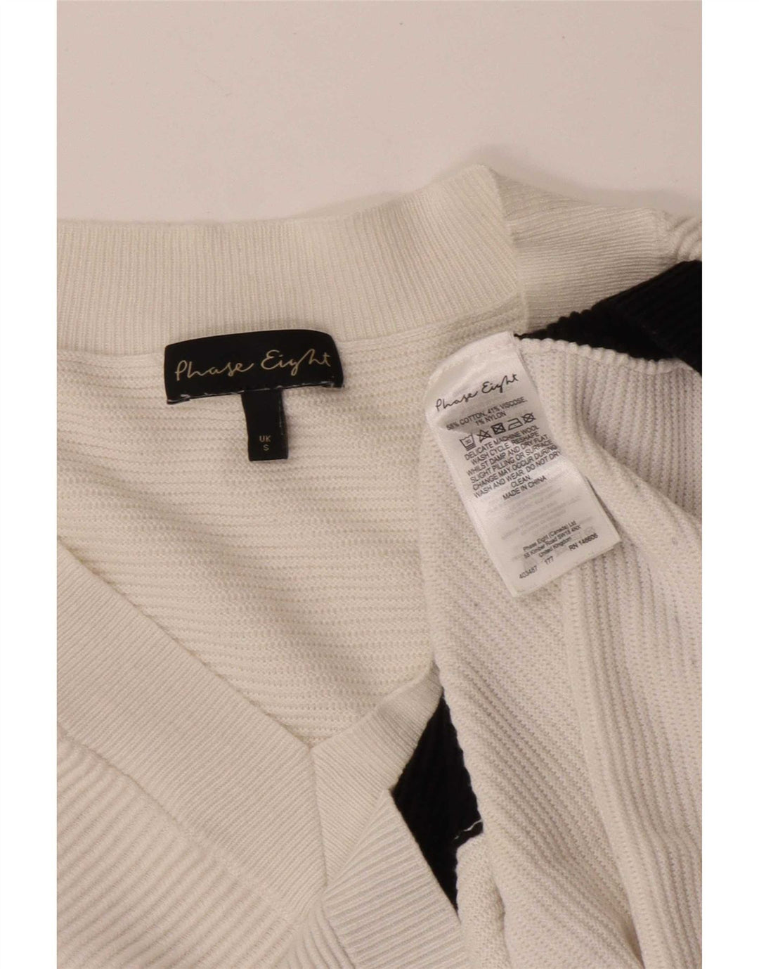 Phase Eight Dame V-hals sweater UK 10 Small White Colourblock