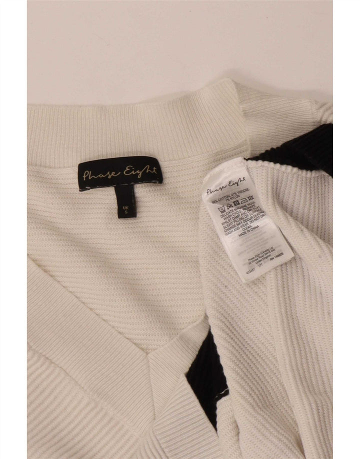 Phase Eight Dame V-hals sweater UK 10 Small White Colourblock
