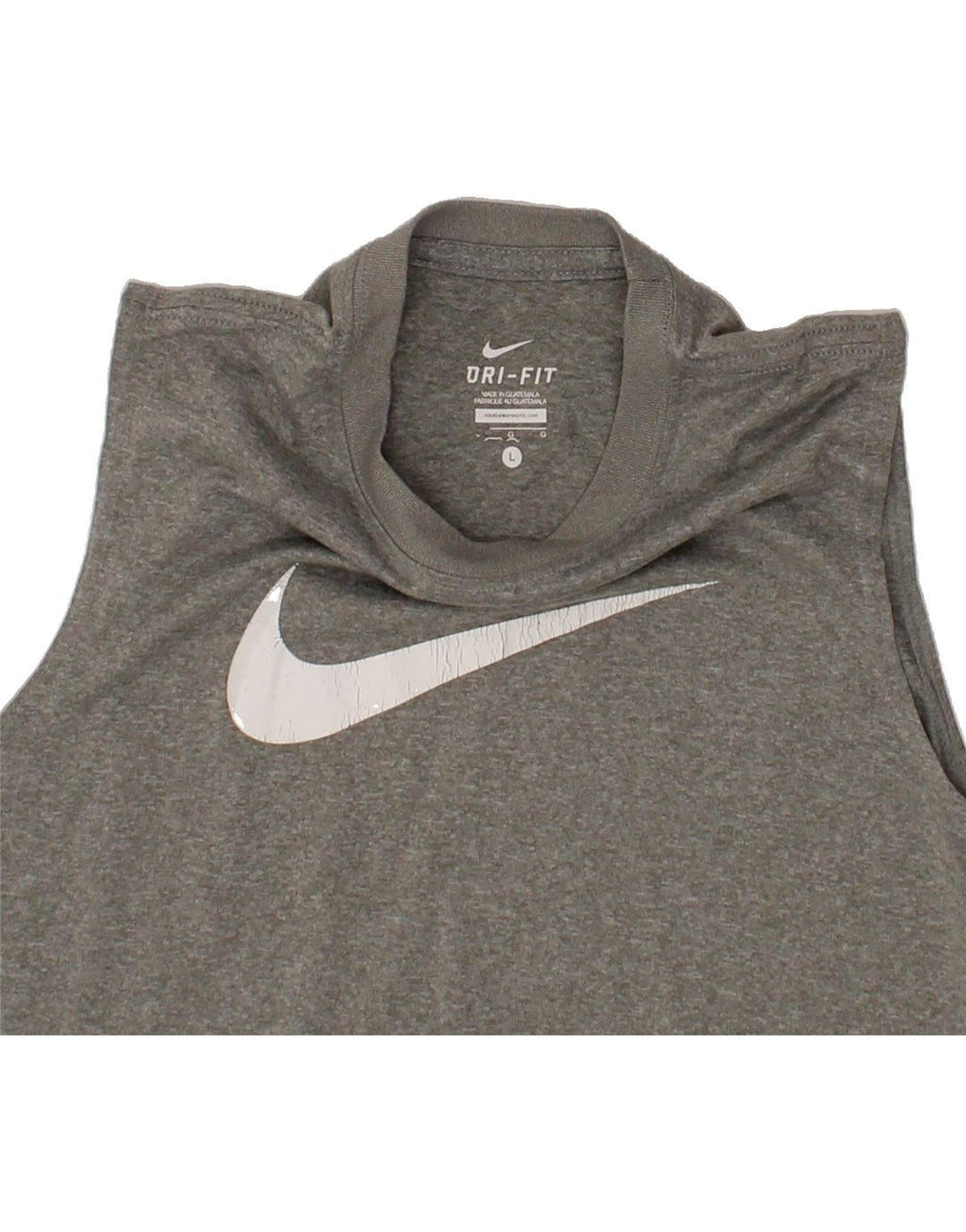 NIKE Womens Dri Fit Graphic Vest Top UK 14 Large Grey Polyester Vintage Nike and Second-Hand Nike from Messina Hembry 