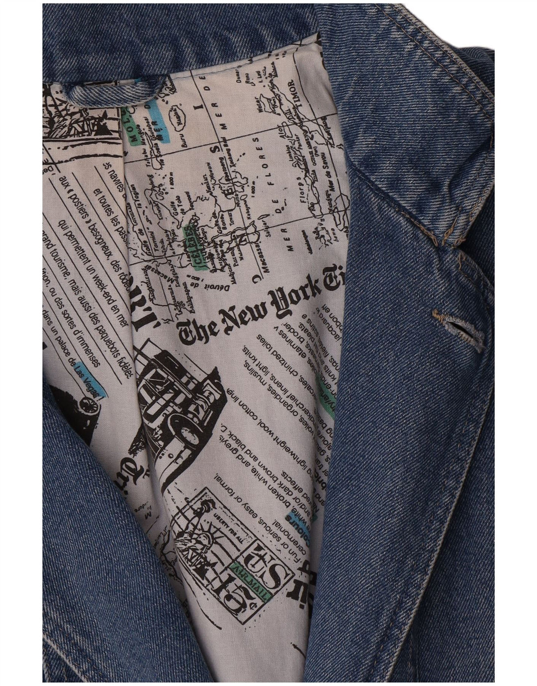 Vintage Dame Longline Double Breasted Blazer Jacket UK 16 Large Blue