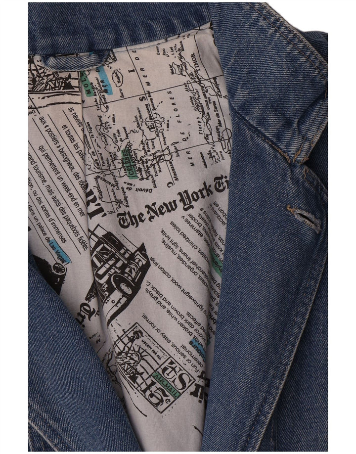 Vintage Dame Longline Double Breasted Blazer Jacket UK 16 Large Blue