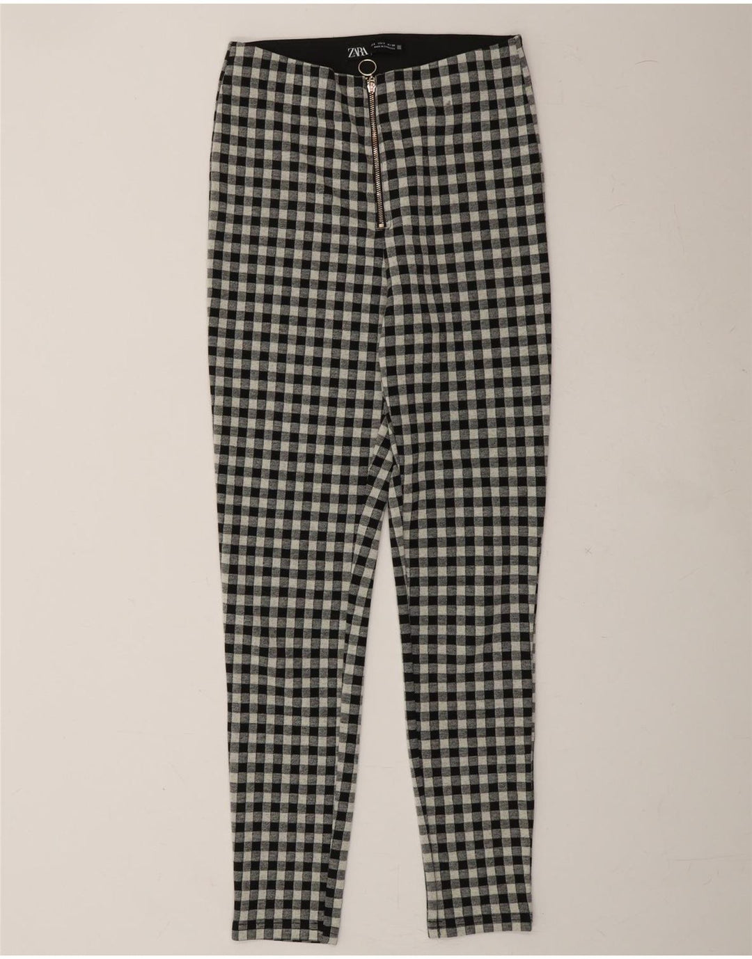 ZARA Womens Slim Suit Trousers Small W26 L28 Black Gingham Vintage Zara and Second-Hand Zara from Messina Hembry 