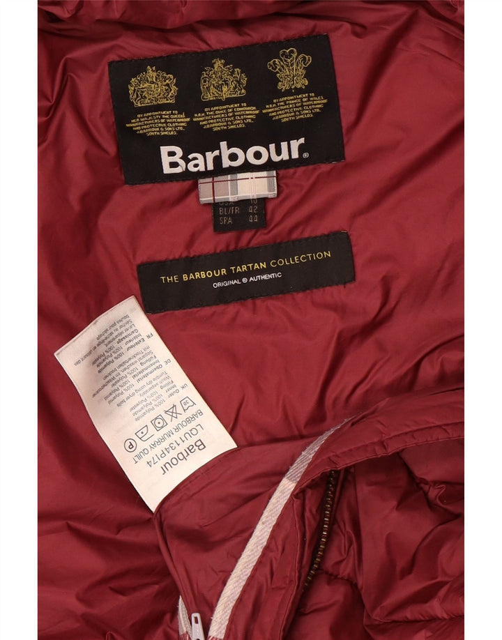 Barbour Dame Hætte Polstret Frakke UK 14 Large Bourgogne Polyamid