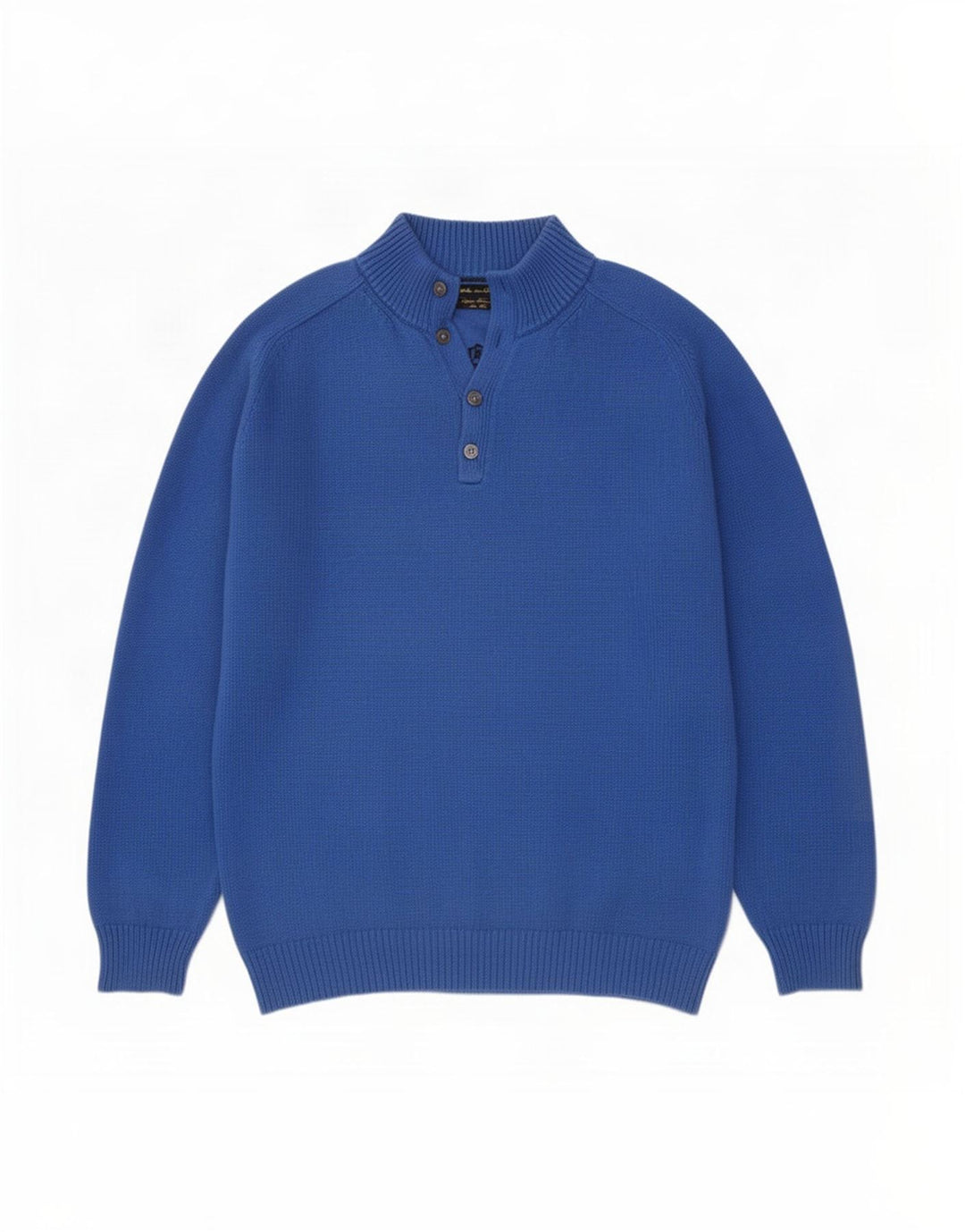 Massimo Dutti Herre Button Neck Jumper Sweater 2XL Blå Bomuld