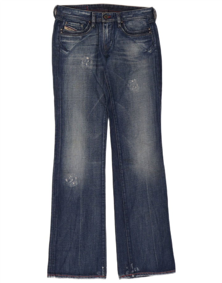 Diesel Dame Distressed Bootcut Jeans W27 L34 Blå Bomuld
