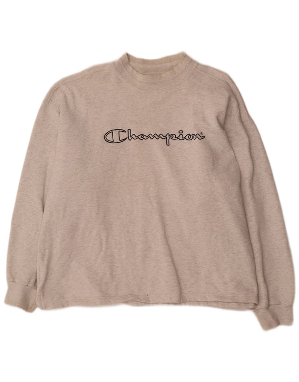 Champion Herre Grafisk Sweatshirt Jumper XL Grå Flecked Bomuld