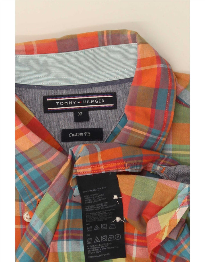 Tommy Hilfiger Kortærmet Herre Custom Fit skjorte XL flerfarvet ternet