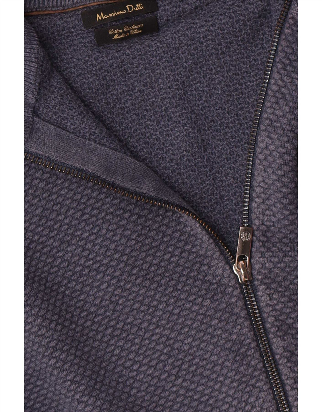 Massimo Dutti Herre cardigan sweater med fuld lynlås Lille marineblå bomuld