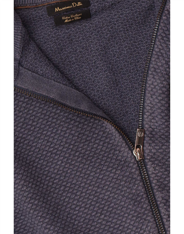 Massimo Dutti Herre cardigan sweater med fuld lynlås Lille marineblå bomuld