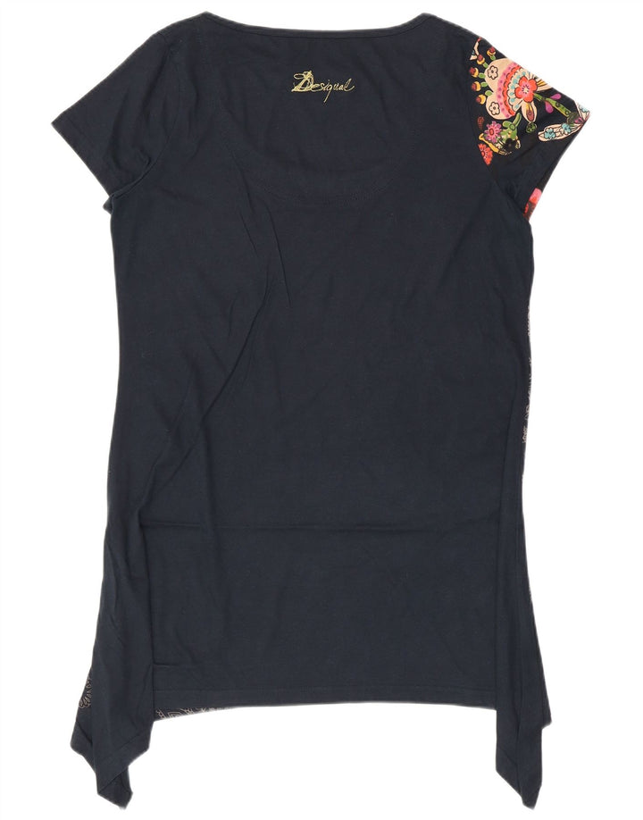 Desigual Kvinders Grafisk Asymmetrisk Tunikakjole UK 14 Medium Black Floral