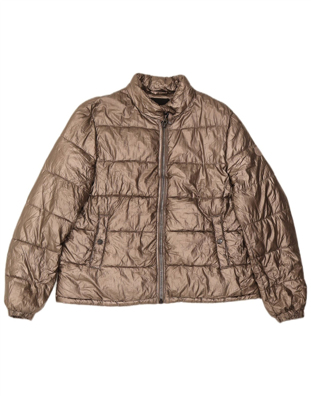 Massimo Dutti Dame Polstret Jakke UK 14 Medium Guld Polyester
