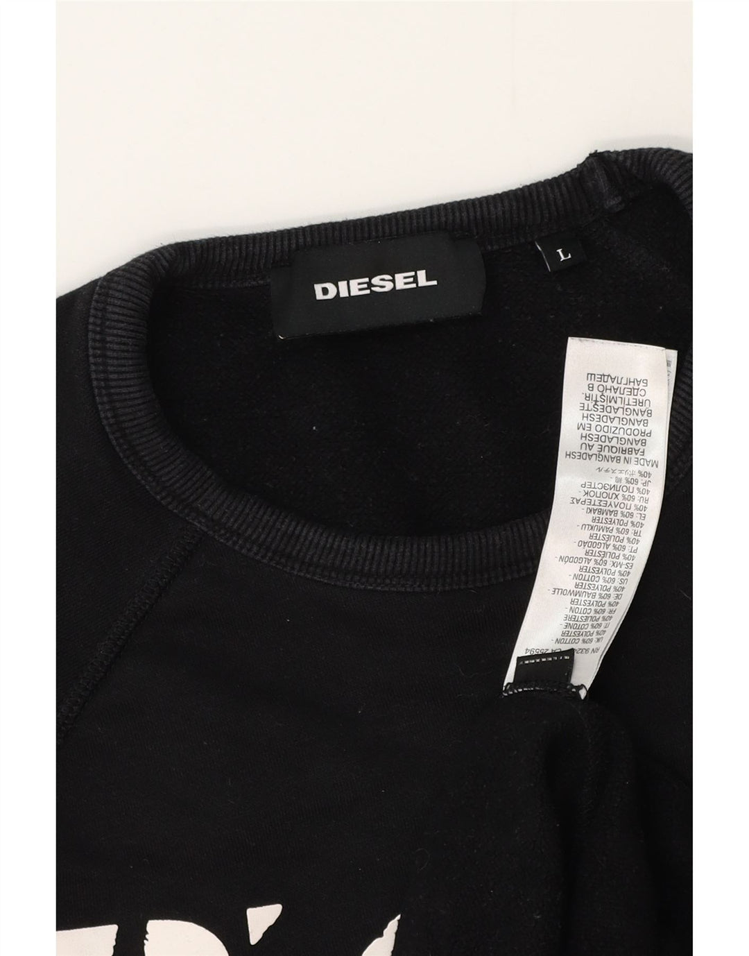 Diesel Herre Grafisk Sweatshirt Jumper Stor Sort Bomuld