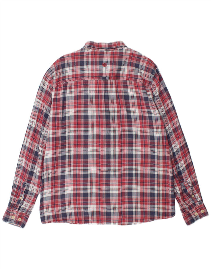 FAT FACE Herre flannelskjorte XL rød ternet bomuld