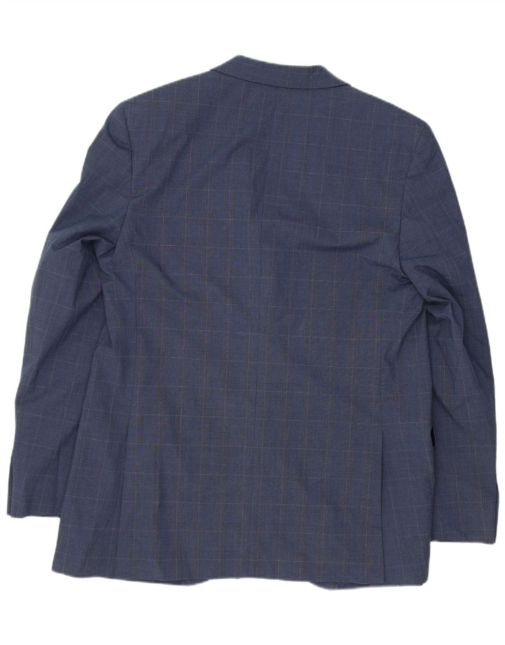 MARKS & SPENCER Mens 2 Button Blazer Jacket UK 44 2XL Navy Blue Check