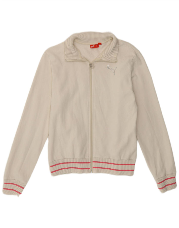 PUMA Womens Tracksuit Top Jacket UK 14 Large Off White