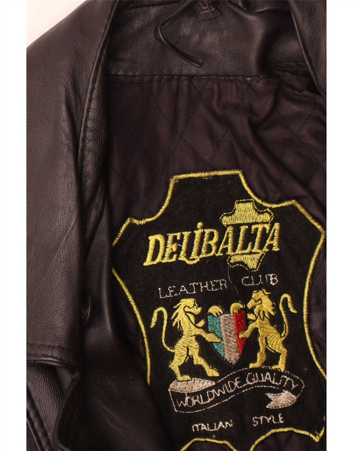 Vintage dame bikerjakke i læder UK 14 medium sort læder