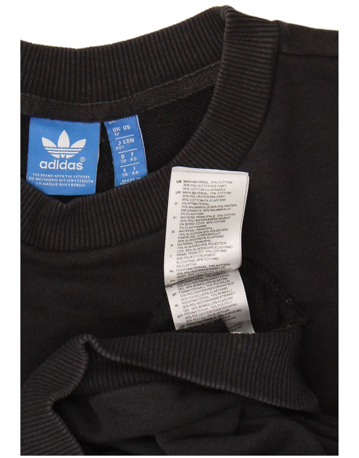 ADIDAS Womens Graphic Sweatshirt Jumper UK 12 Medium Black Cotton