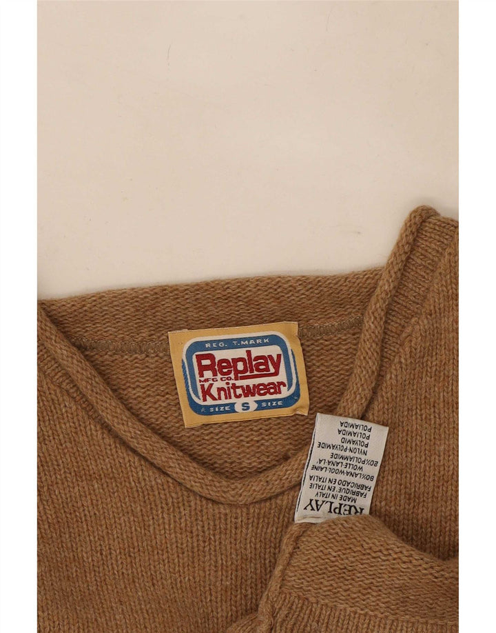 Replay Herre V-hals Jumper Sweater Lille Beige Uld