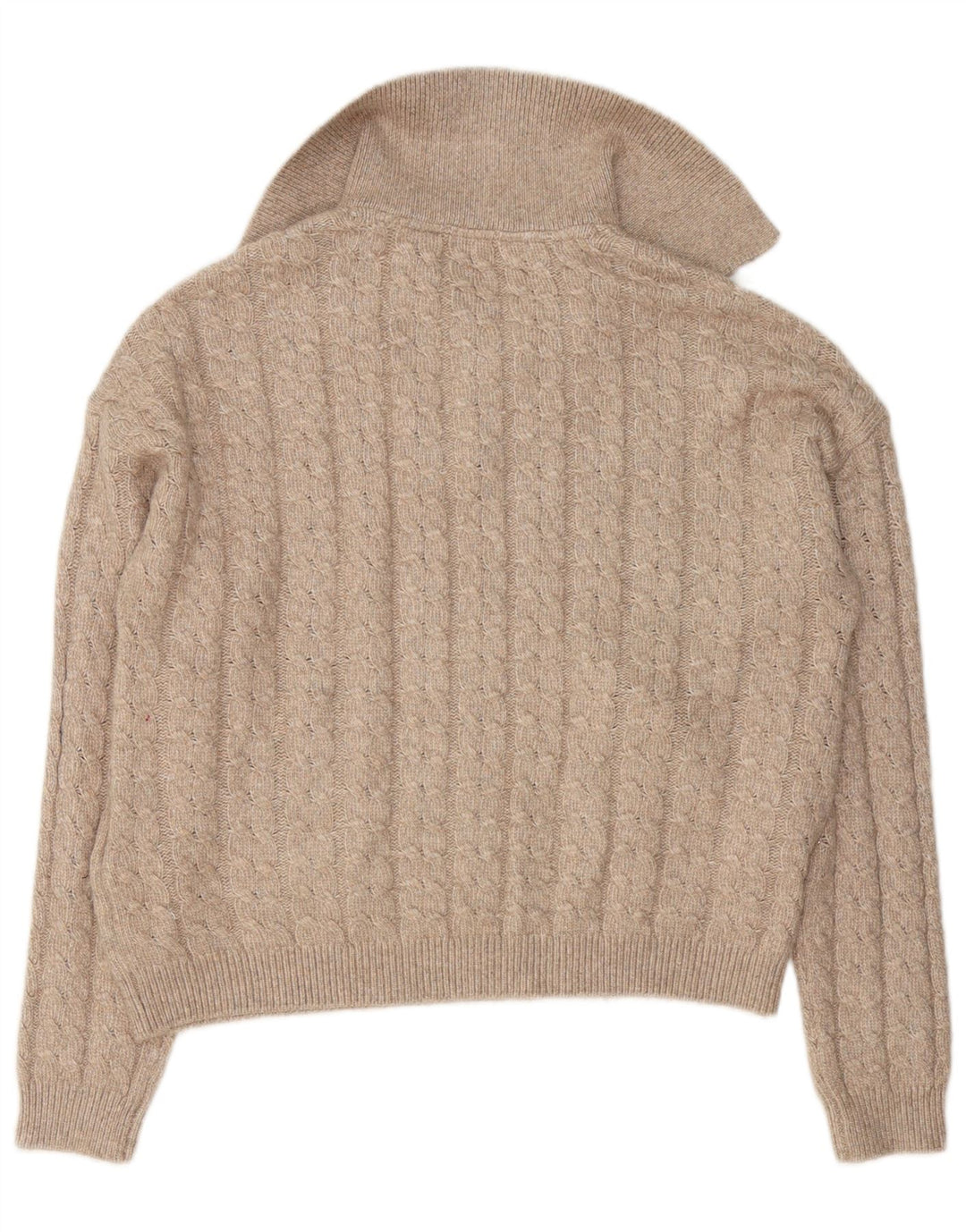 Besætningstøj Dame Polo Neck Jumper Sweater UK 14 Medium Beige Polyester