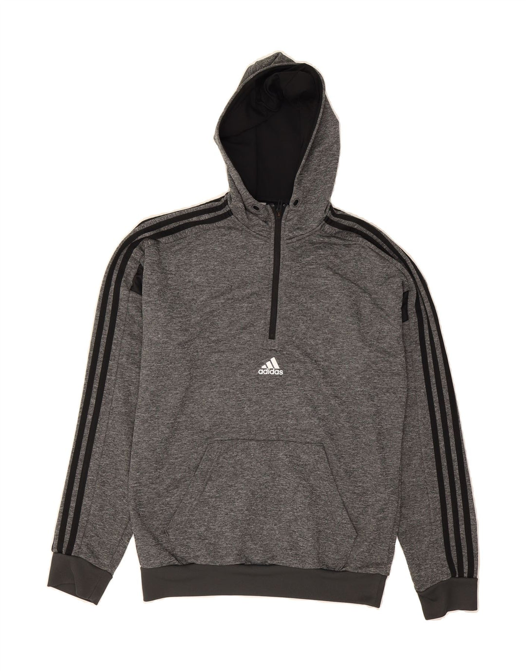 ADIDAS Mens Zip Neck Hoodie Jumper Small Grey Polyester Vintage Adidas and Second-Hand Adidas from Messina Hembry 