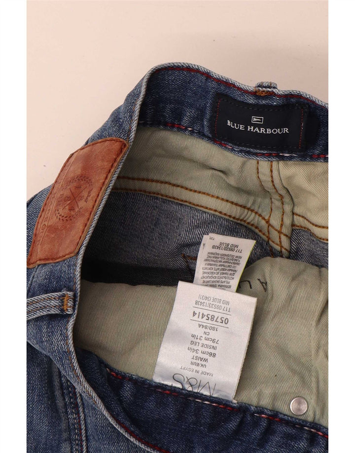 Marks & Spencer Herre Blue Harbor Straight Jeans W34 L31 Bomuld