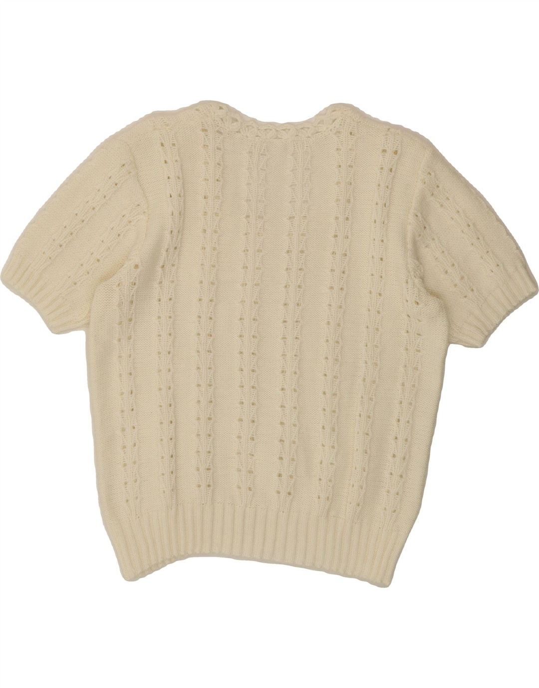 VINTAGE Womens Boat Neck Jumper Sweater UK 14 Medium Off White Vintage Vintage and Second-Hand Vintage from Messina Hembry 