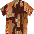ST. BERNARD Womens Short Sleeve Shirt UK 10 Small  Brown Patchwork Cupro Vintage St. Bernard and Second-Hand St. Bernard from Messina Hembry 