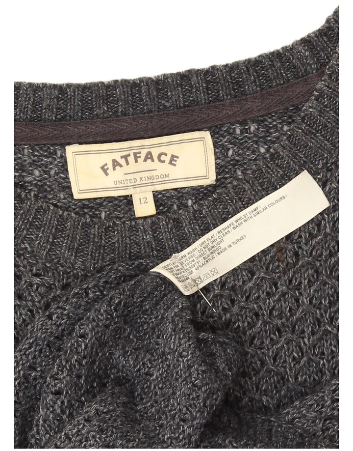 Fat Face Dame Longline Boat Neck Jumper Sweater UK 12 Medium Grey