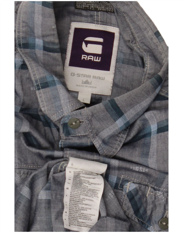 G-STAR herreskjorte stor grå ternet bomuld