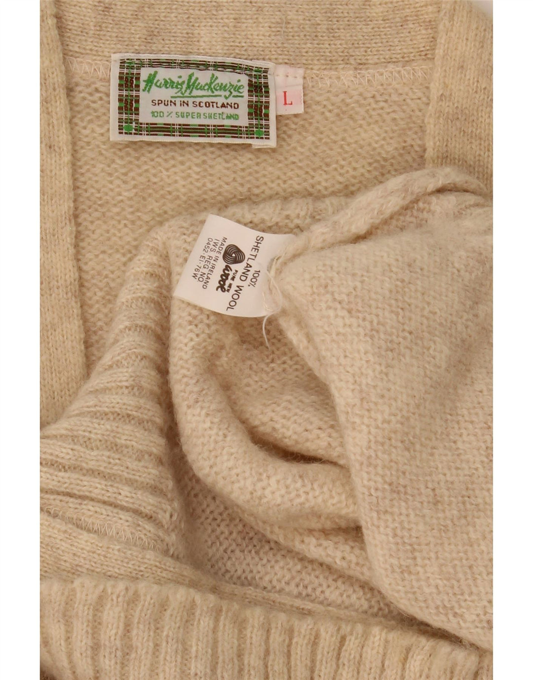 Vintage herre cardigan sweater Stor beige uld