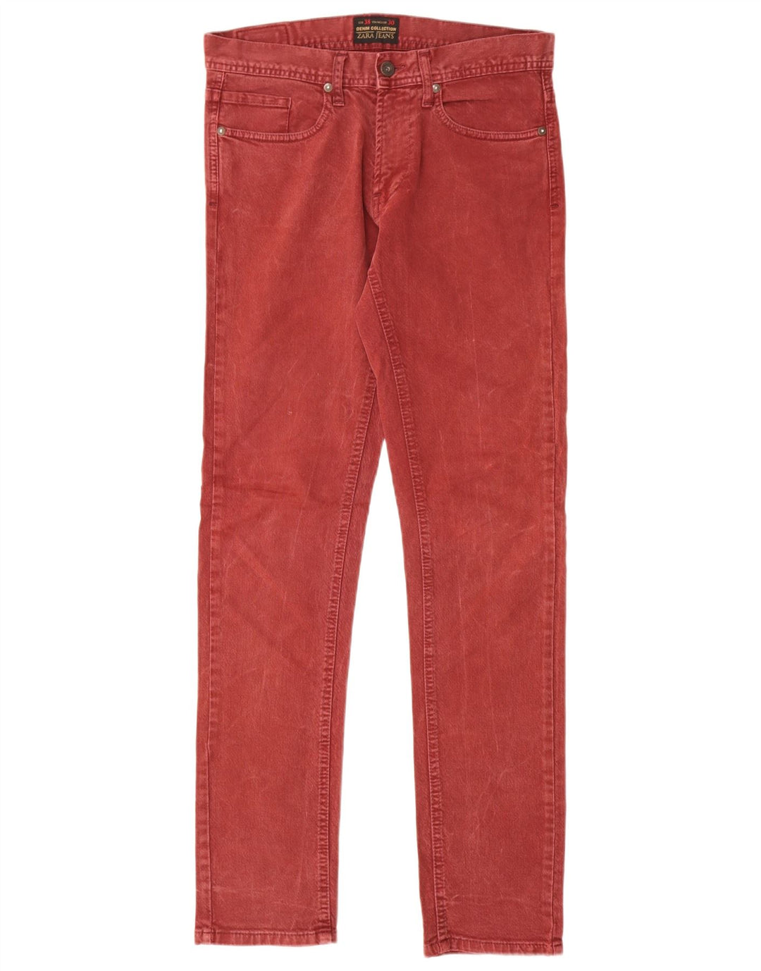 Zara Herre Slim Jeans EU 38 Small W30 L30 Rød Bomuld