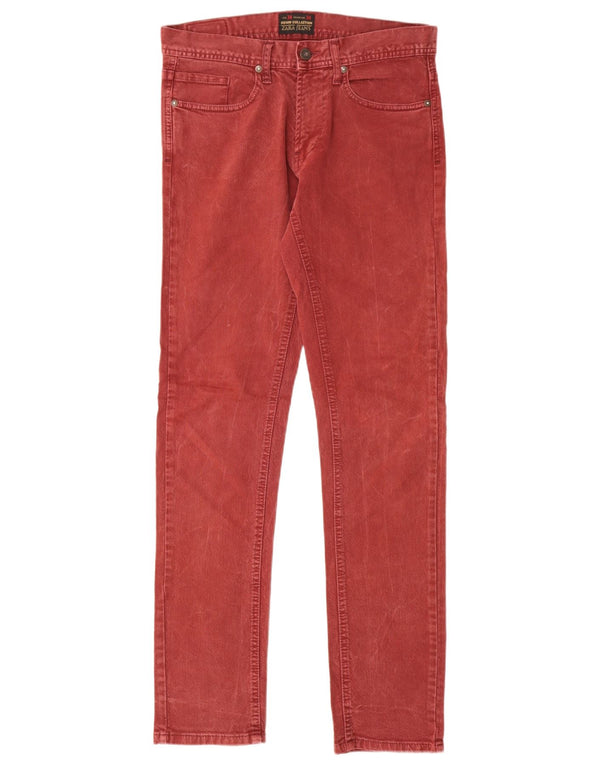 Zara Herre Slim Jeans EU 38 Small W30 L30 Rød Bomuld