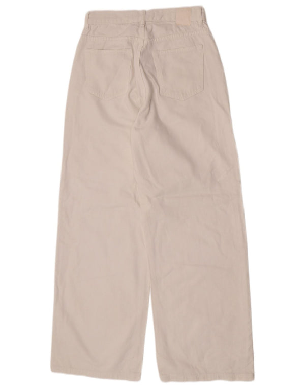 Zara Dame Jeans med brede ben EU 38 Small W28 L30 Hvid bomuld