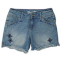 Wrangler grafiske denimshorts til kvinder US 3/4 Small W27 blå bomuld