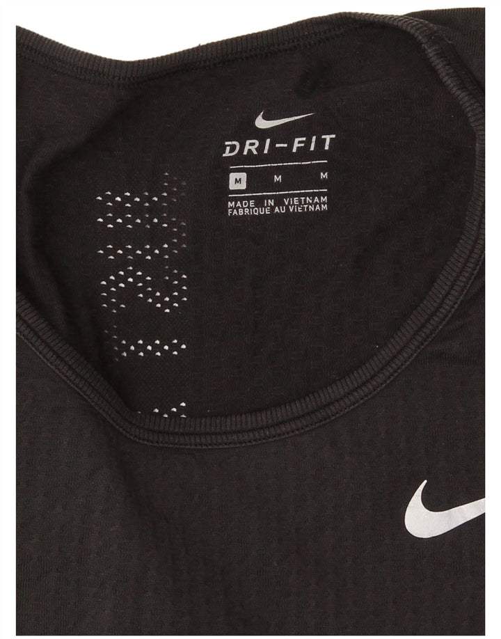 Nike Dame Dri Fit Top Langærmet UK 12 Medium Sort Polyester
