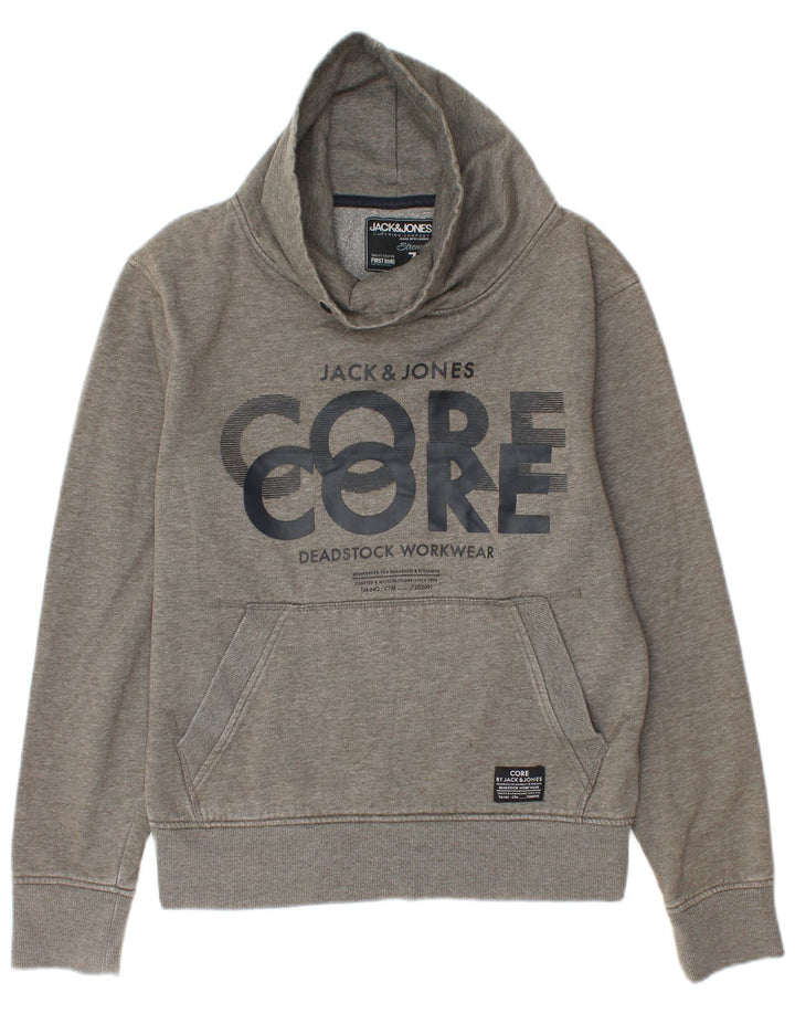 Jack & Jones grafisk sweatshirt til mænd, lille grå flækket bomuld