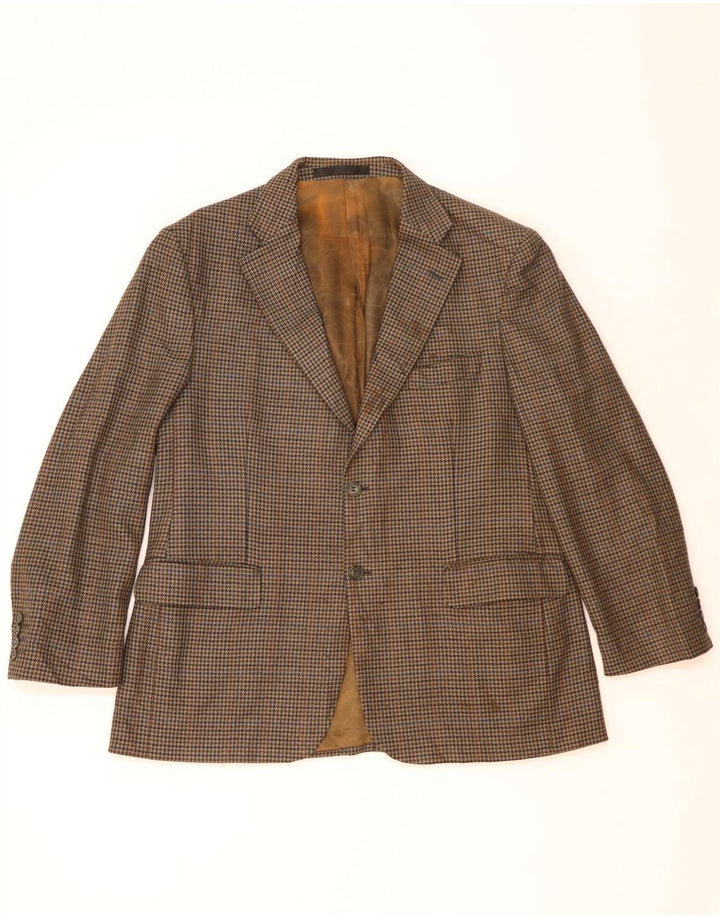 MARKS & SPENCER Herre 2-knaps blazerjakke UK 42 Large Khaki Houndstooth