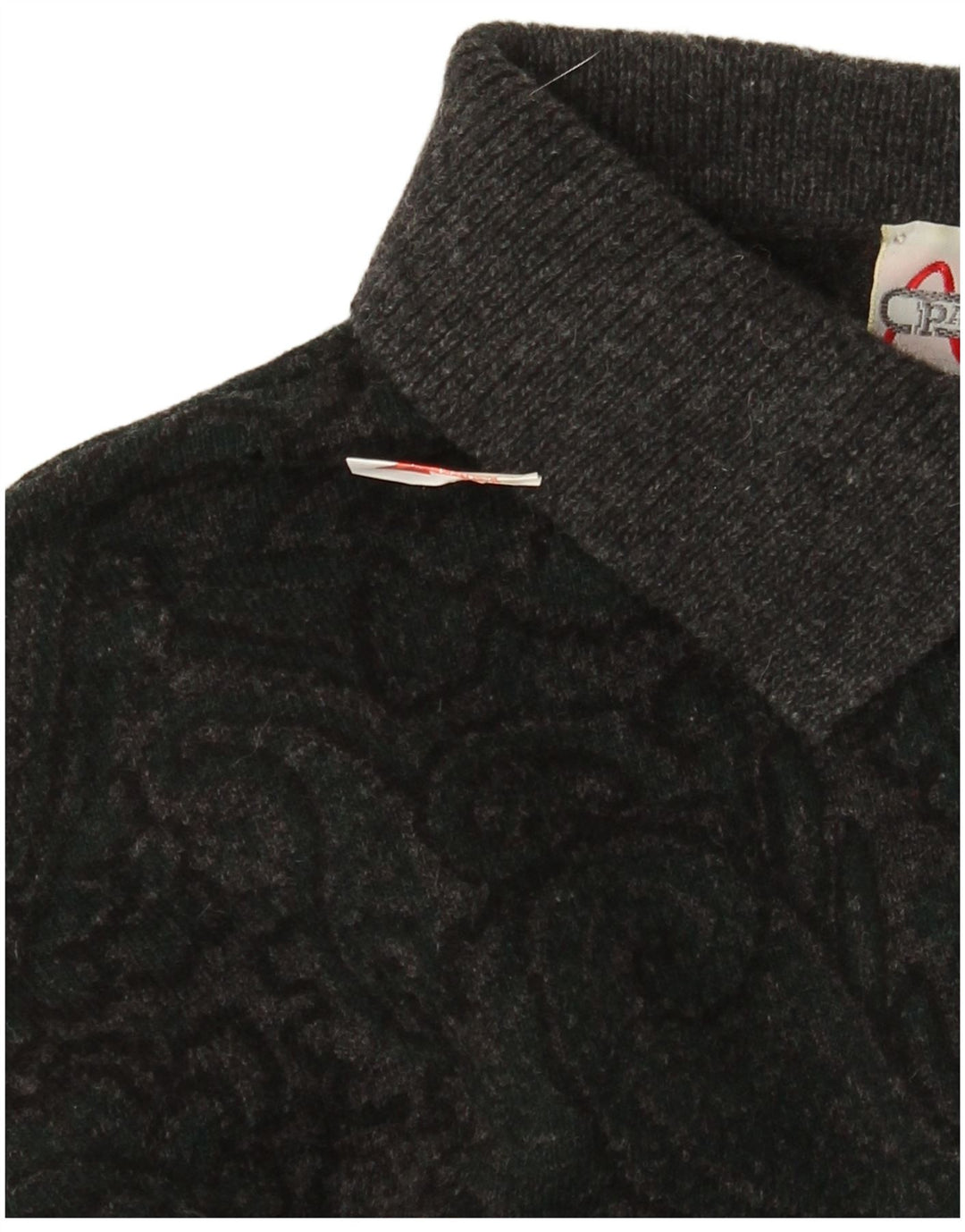Pancaldi & B Herre Polo Neck Jumper Sweater IT 48 Medium Grå Paisley Wool