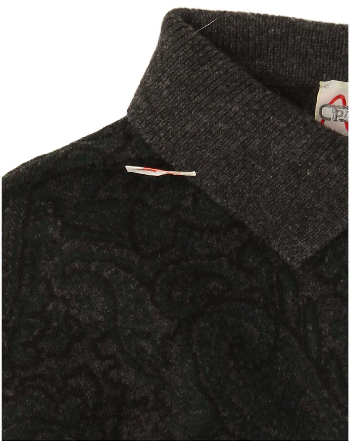 Pancaldi & B Herre Polo Neck Jumper Sweater IT 48 Medium Grå Paisley Wool