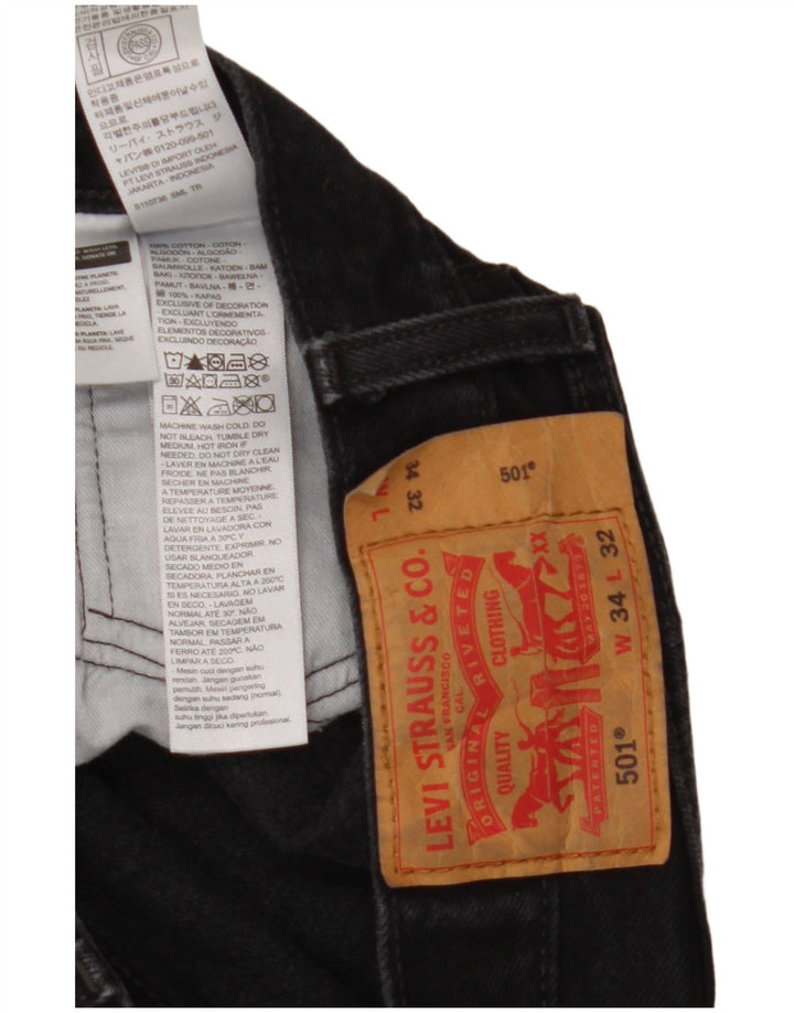 Levi's Herre 501 lige jeans W34 L32 sort bomuld