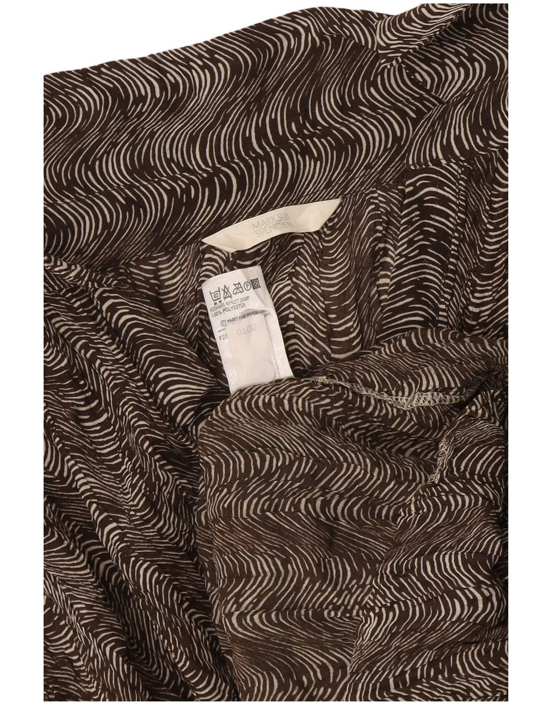 Marks & Spencer skjortebluse til kvinder UK 18 XL Brun geometrisk polyester