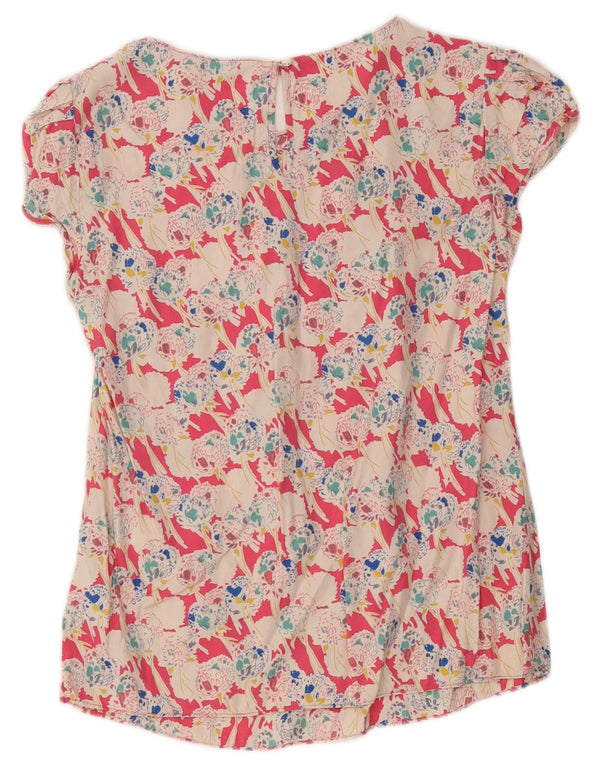 Boden Dame Bluse Top UK 10 Small Multicolored Floral Viscose