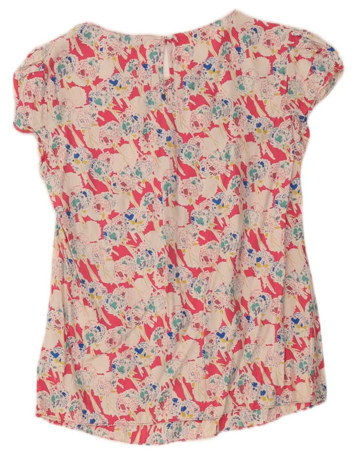 Boden Dame Bluse Top UK 10 Small Multicolored Floral Viscose