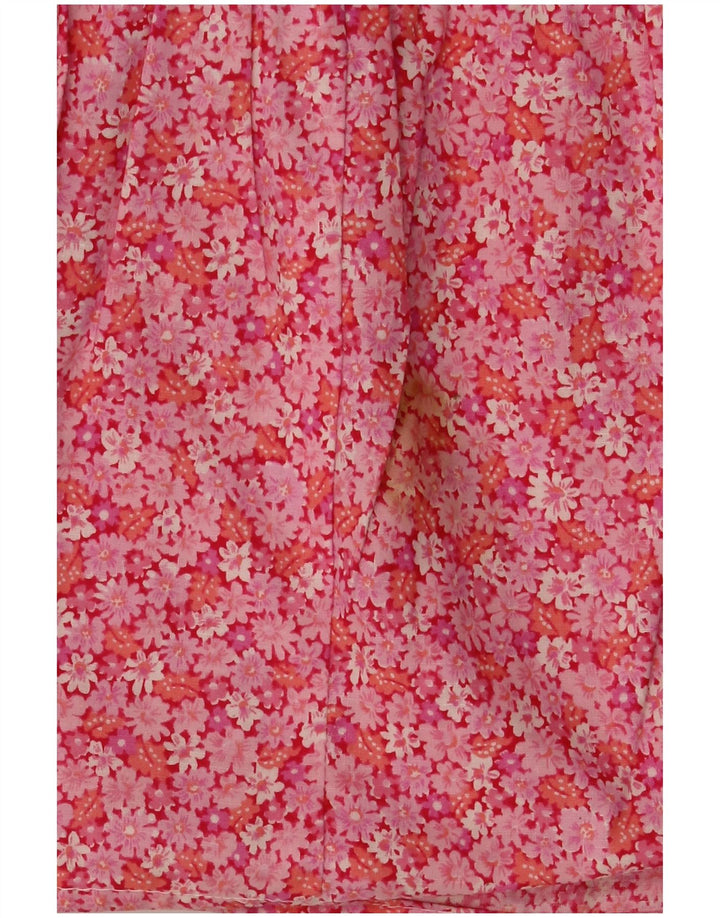 VINTAGE Womens Flared Skirt EU 36 Small W30 Pink Floral Bomuld