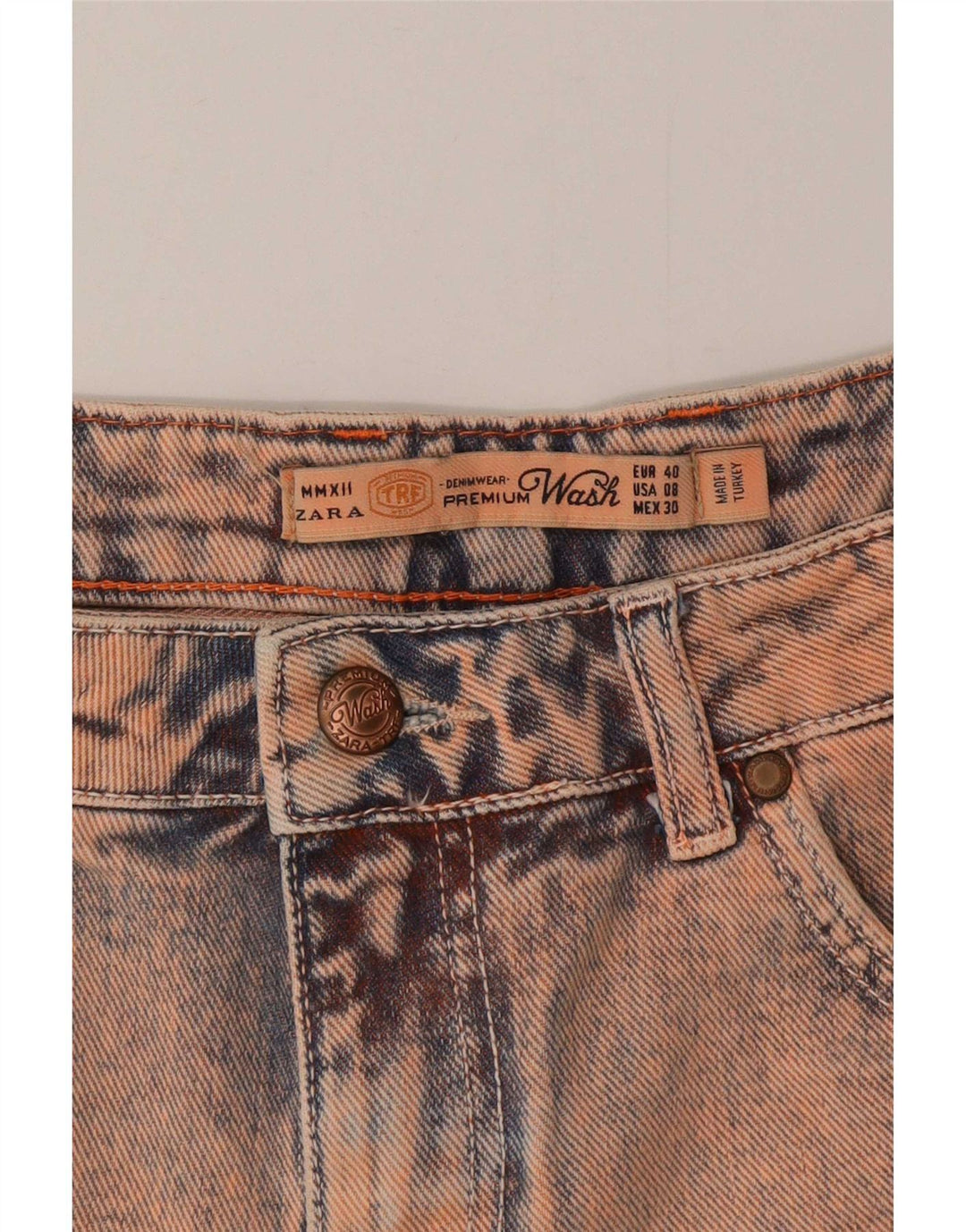 Zara Dame Denim Distressed Hot Pants EU 40 Medium W30 Pink
