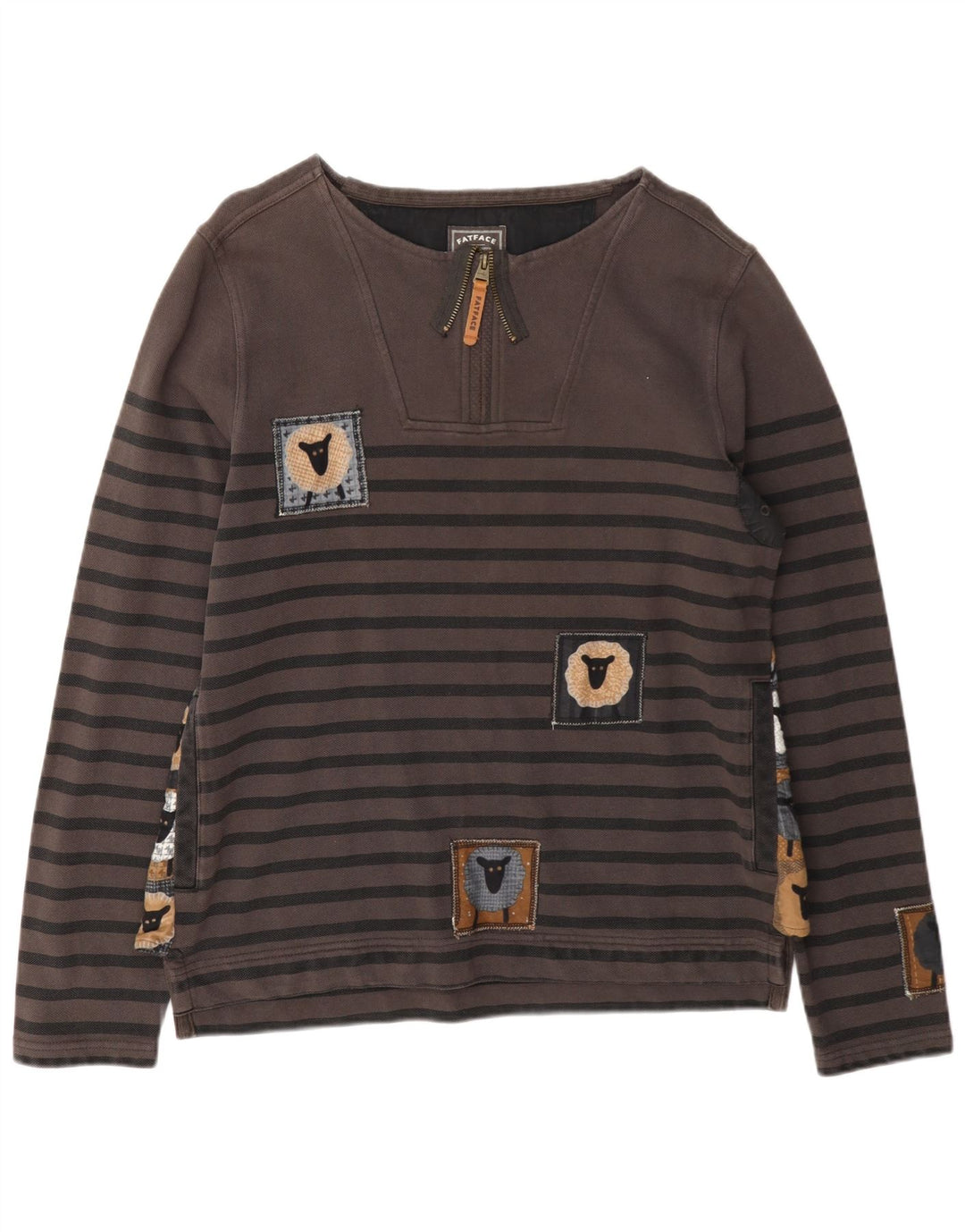 Fat Face Herre Sweatshirt Jumper Lille Grå Stribet