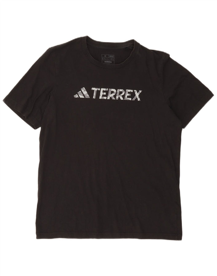 ADIDAS Herre Terrex Regular Fit grafisk T-shirt top mellem sort bomuld