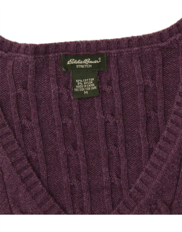 EDDIE BAUER Womens V-Neck Jumper Sweater UK 14 Medium Purple Cotton Vintage Eddie Bauer and Second-Hand Eddie Bauer from Messina Hembry 