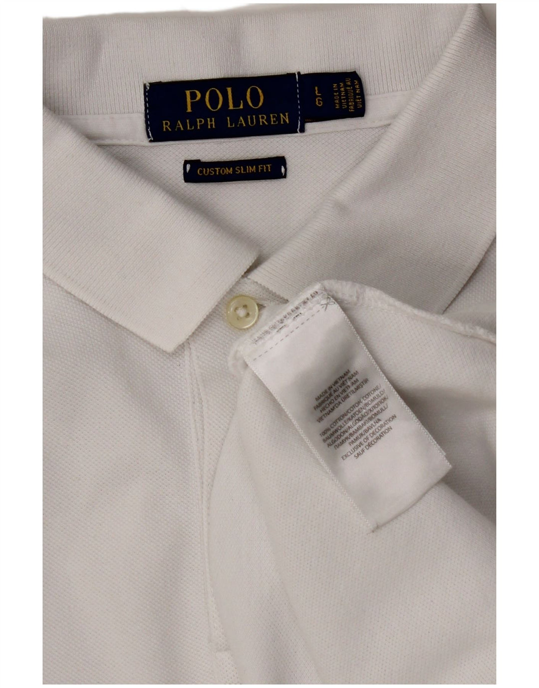 POLO RALPH LAUREN Herre Custom Slim Fit Polo Shirt Stor hvid bomuld